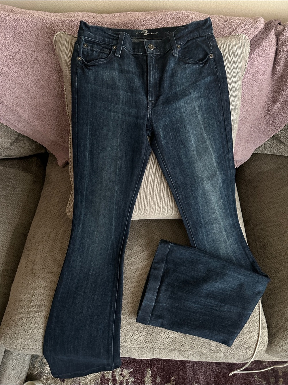 Women's Dark Blue Flare Jeans - Classic Flared Denim